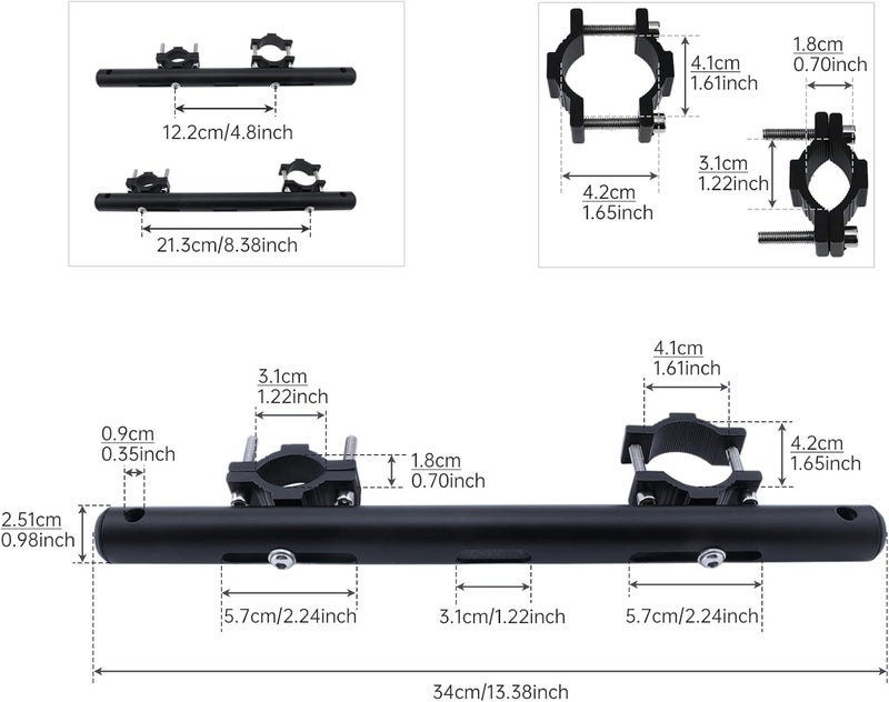 Windance 1 Set Multi Functional Light Bar Bracket,Adjustable Front Fork Auxiliary Light Expansion Mounting Holder,Spotlight Mounting Bracket for Motorcycles Scooters Tricycles Four Wheeler ATV UTV - Image 2